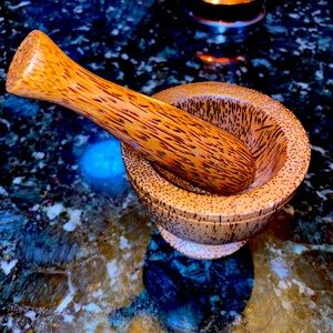 Mini Wooden Mortar & Pestle Grinding Bowl Set